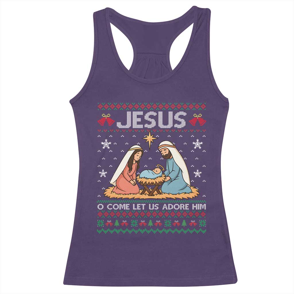 Nativity Scene Christmas Racerback Tank Top Baby Jesus Christian Xmas TS14 Purple Print Your Wear
