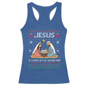 Nativity Scene Christmas Racerback Tank Top Baby Jesus Christian Xmas TS14 Royal Blue Print Your Wear