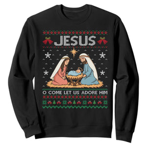 Nativity Scene Christmas Sweatshirt Baby Jesus Christian Xmas TS14 Black Print Your Wear