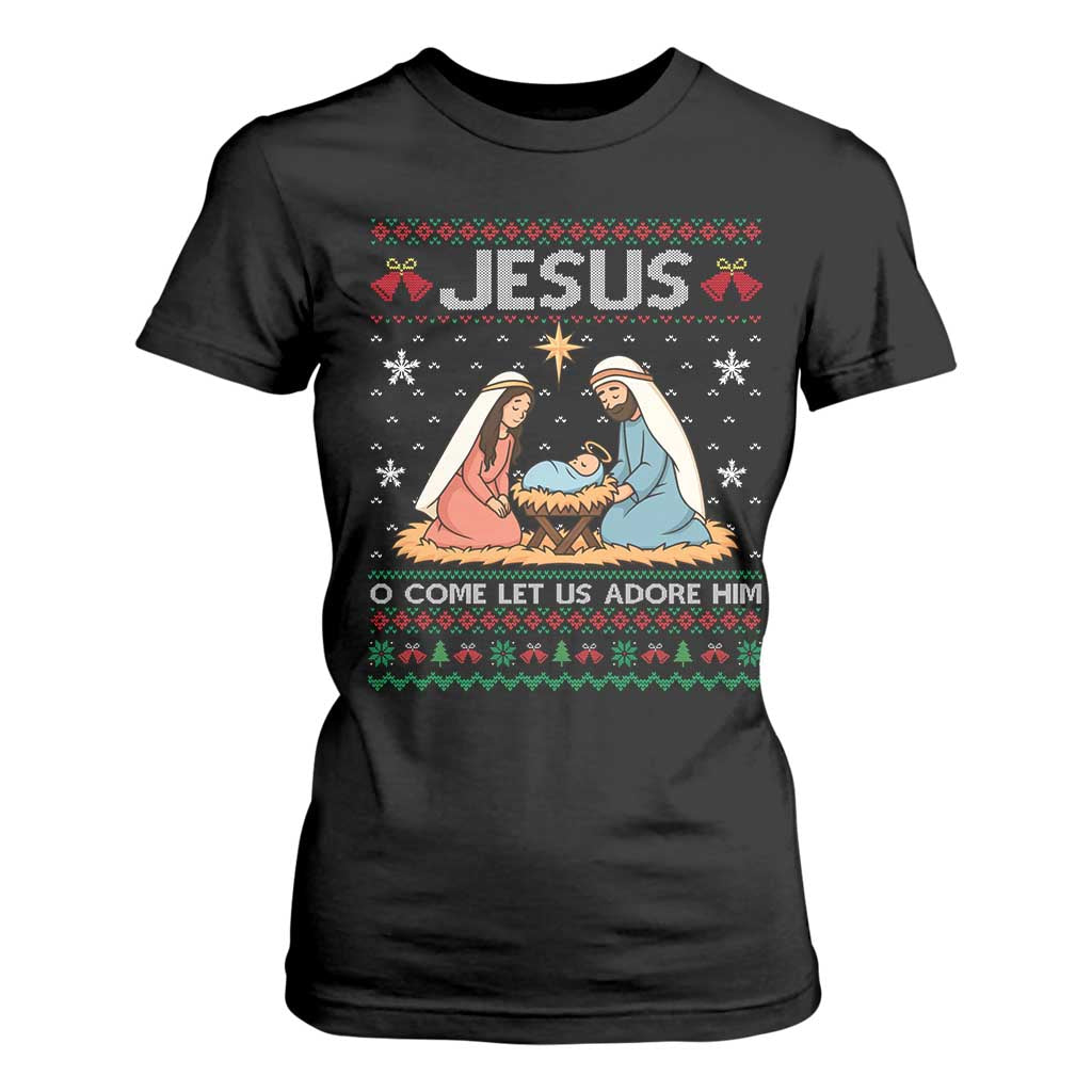 Nativity Scene Christmas T Shirt For Women Baby Jesus Christian Xmas TS14 Black Print Your Wear