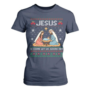 Nativity Scene Christmas T Shirt For Women Baby Jesus Christian Xmas TS14 Navy Print Your Wear