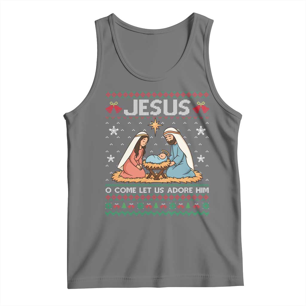 Nativity Scene Christmas Tank Top Baby Jesus Christian Xmas TS14 Black Heather Print Your Wear
