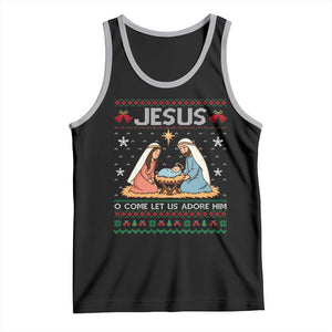 Nativity Scene Christmas Tank Top Baby Jesus Christian Xmas TS14 Black Athletic Heather Print Your Wear