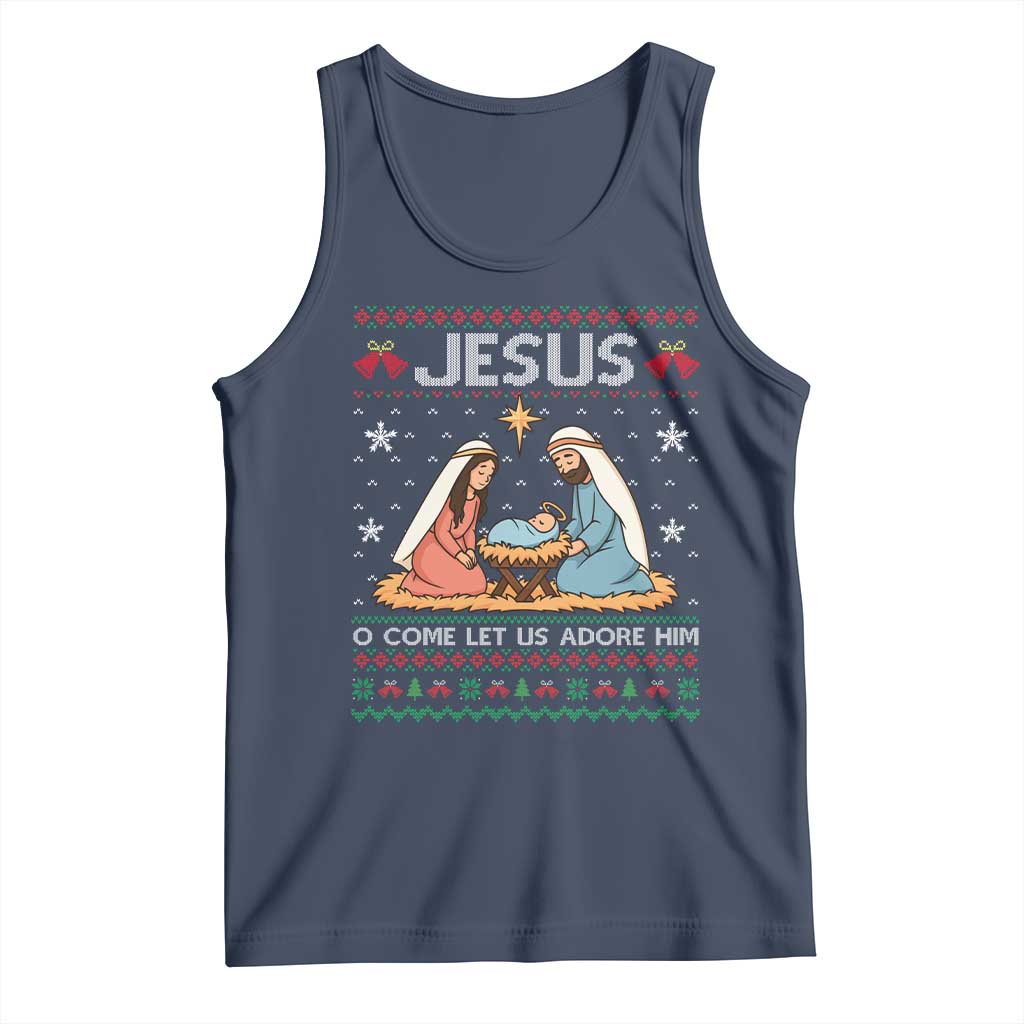 Nativity Scene Christmas Tank Top Baby Jesus Christian Xmas TS14 Navy Print Your Wear