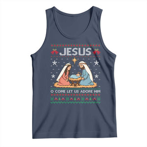 Nativity Scene Christmas Tank Top Baby Jesus Christian Xmas TS14 Navy Print Your Wear