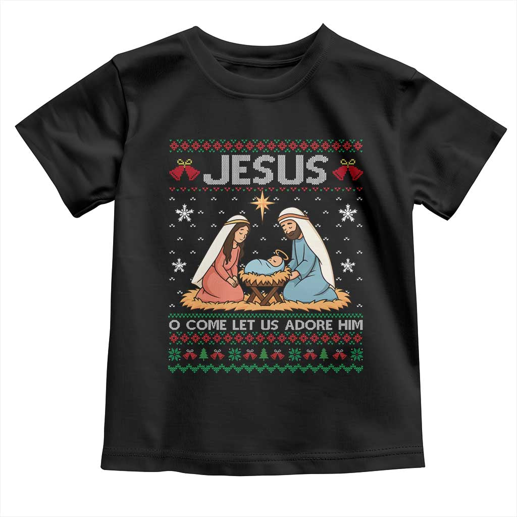 Nativity Scene Christmas Toddler T Shirt Baby Jesus Christian Xmas TS14 Black Print Your Wear