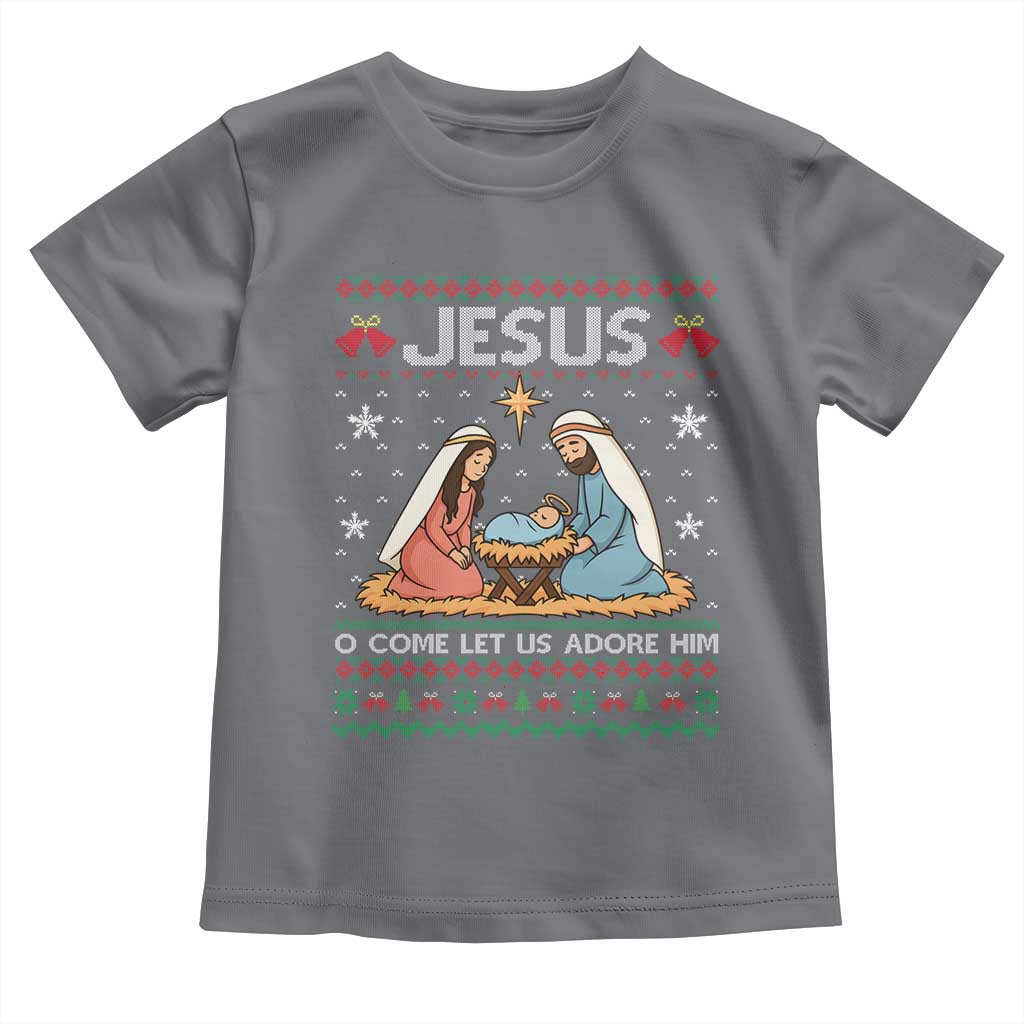 Nativity Scene Christmas Toddler T Shirt Baby Jesus Christian Xmas TS14 Charcoal Print Your Wear