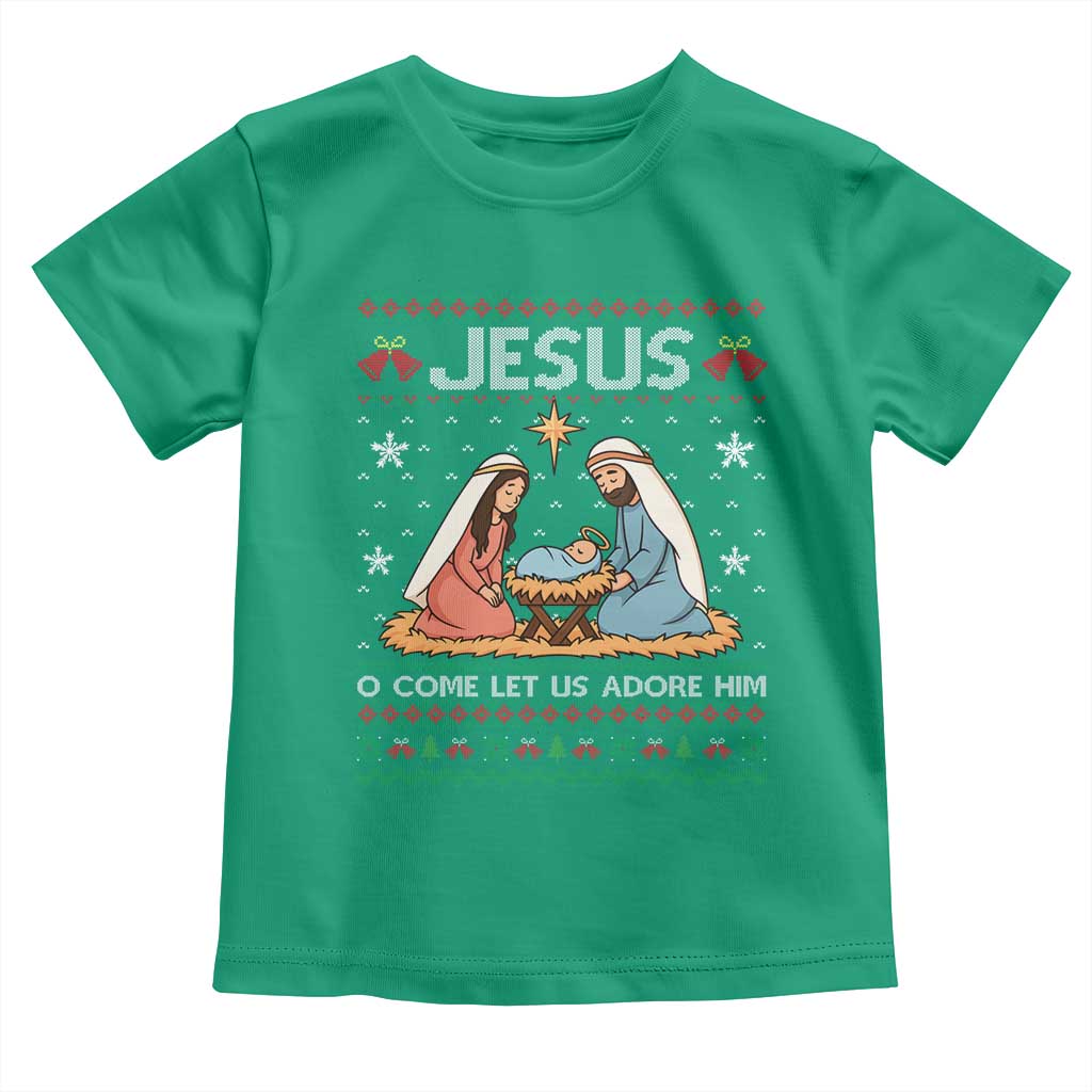 Nativity Scene Christmas Toddler T Shirt Baby Jesus Christian Xmas TS14 Irish Green Print Your Wear