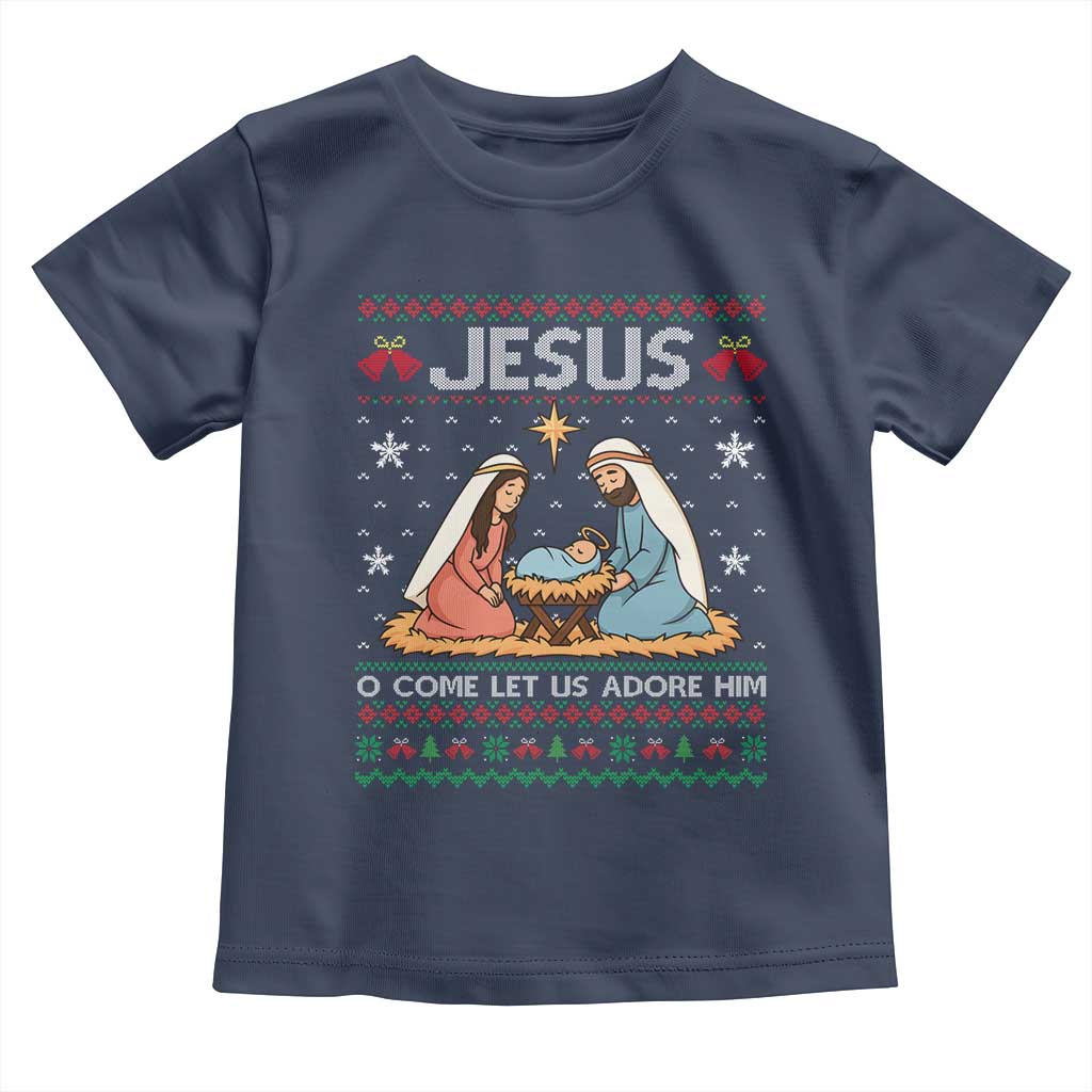 Nativity Scene Christmas Toddler T Shirt Baby Jesus Christian Xmas TS14 Navy Print Your Wear