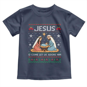 Nativity Scene Christmas Toddler T Shirt Baby Jesus Christian Xmas TS14 Navy Print Your Wear