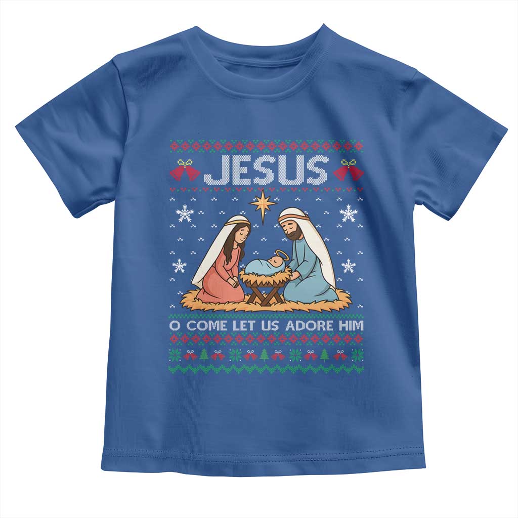 Nativity Scene Christmas Toddler T Shirt Baby Jesus Christian Xmas TS14 Royal Blue Print Your Wear