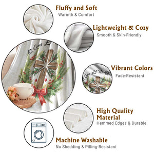 Cross Christmas Throw Blanket O Come Let Us Adove Him TS14 Print Your Wear