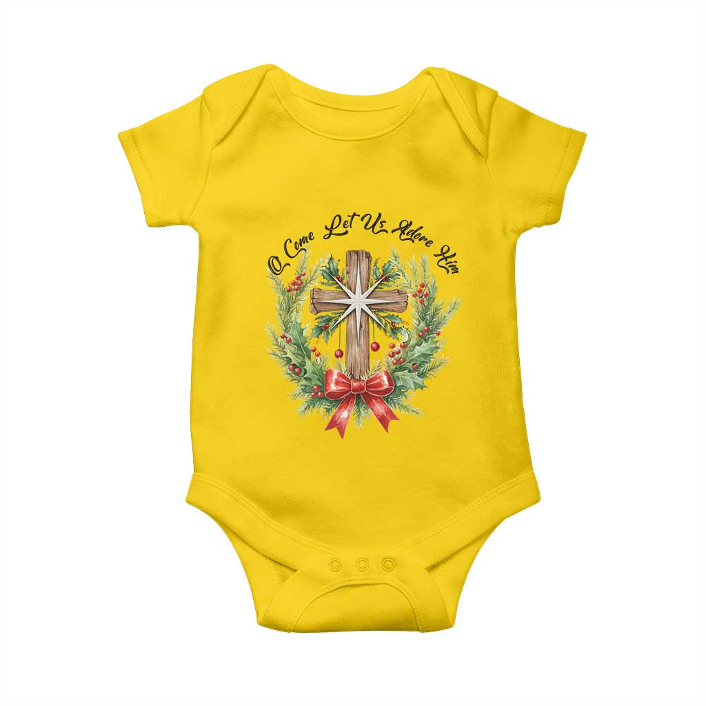 Cross Christmas Baby Onesie O Come Let Us Adove Him TS14 Daisy Print Your Wear
