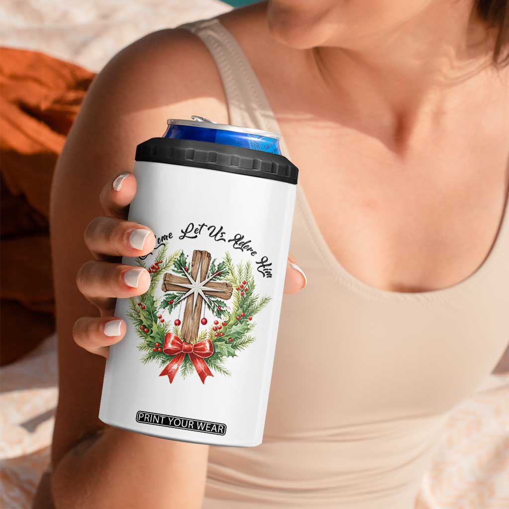 Cross Christmas 4 in 1 Can Cooler Tumbler O Come Let Us Adove Him TS14 Print Your Wear
