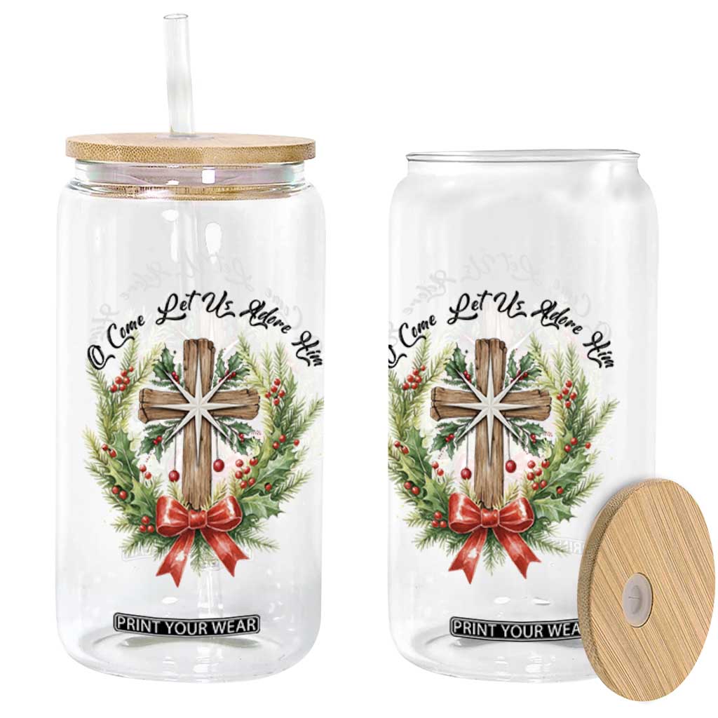 Cross Christmas Glass Can O Come Let Us Adove Him TS14 Print Your Wear