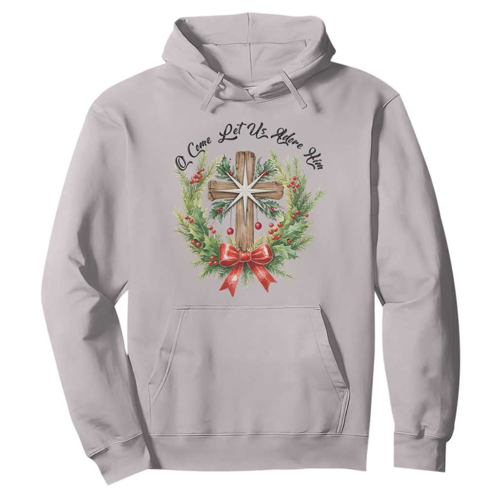 Cross Christmas Hoodie O Come Let Us Adove Him TS14 Ice Gray Print Your Wear