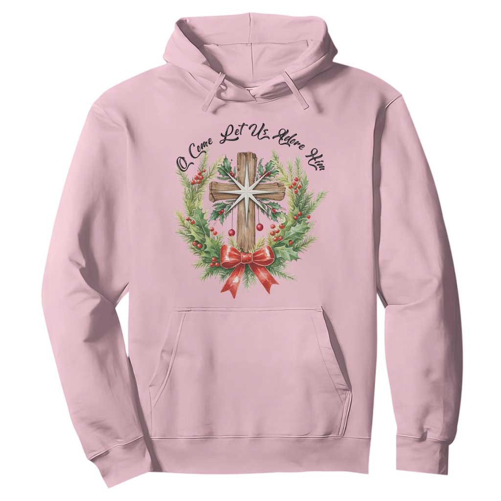 Cross Christmas Hoodie O Come Let Us Adove Him TS14 Light Pink Print Your Wear