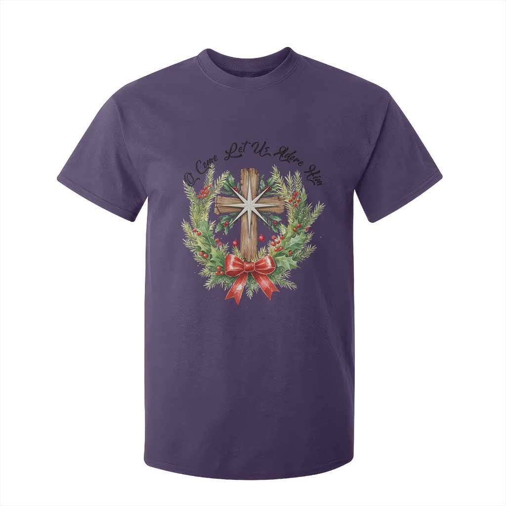 Cross Christmas T Shirt For Kid O Come Let Us Adove Him TS14 Purple Print Your Wear