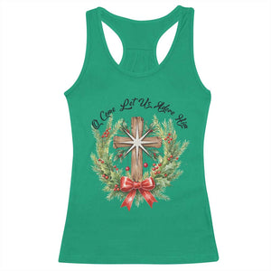 Cross Christmas Racerback Tank Top O Come Let Us Adove Him TS14 Irish Green Print Your Wear
