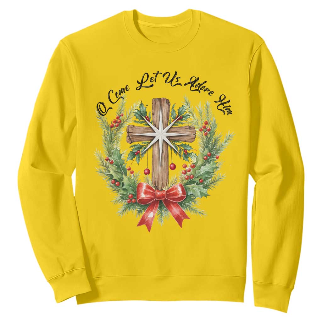 Cross Christmas Sweatshirt O Come Let Us Adove Him TS14 Daisy Print Your Wear