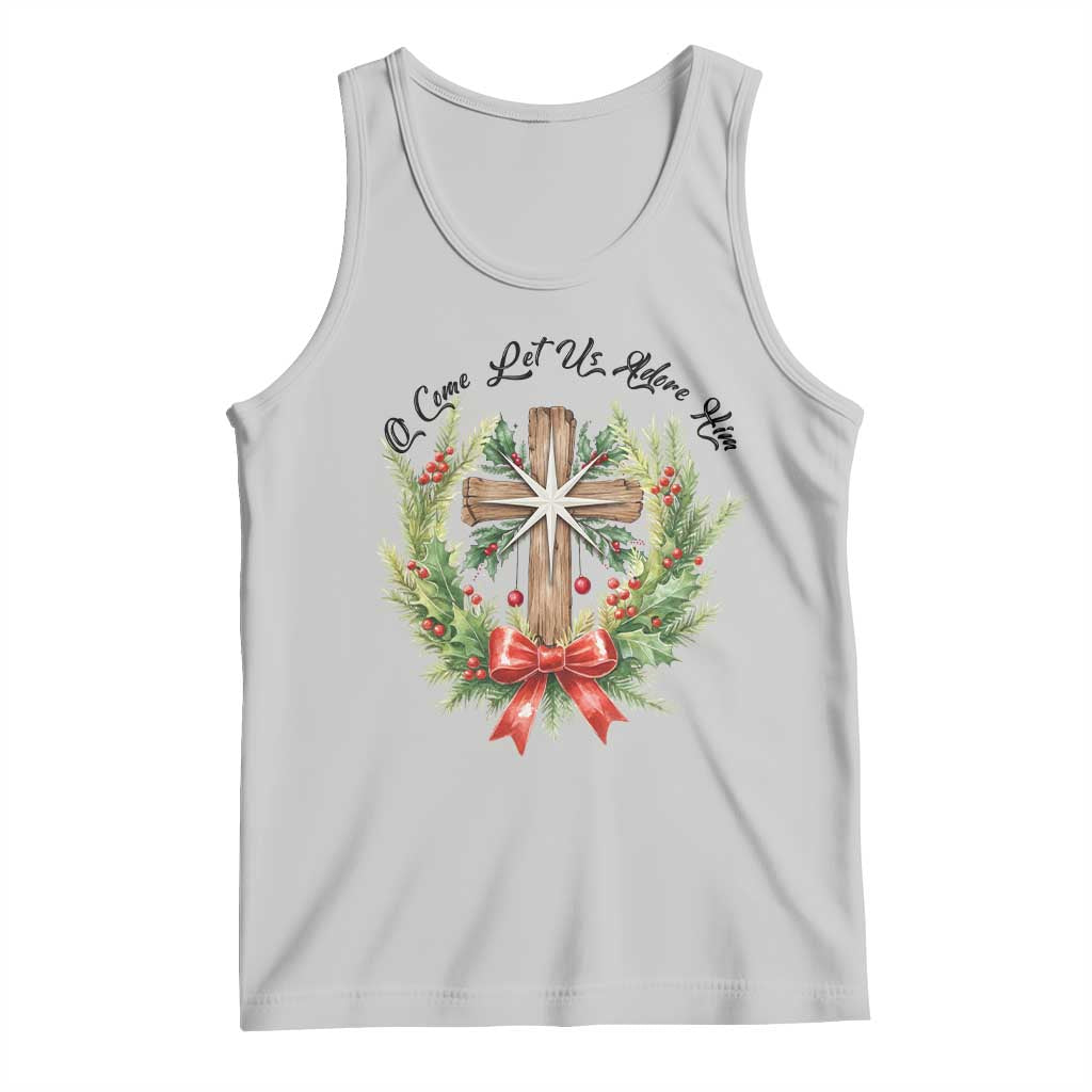 Cross Christmas Tank Top O Come Let Us Adove Him TS14 Ash Print Your Wear