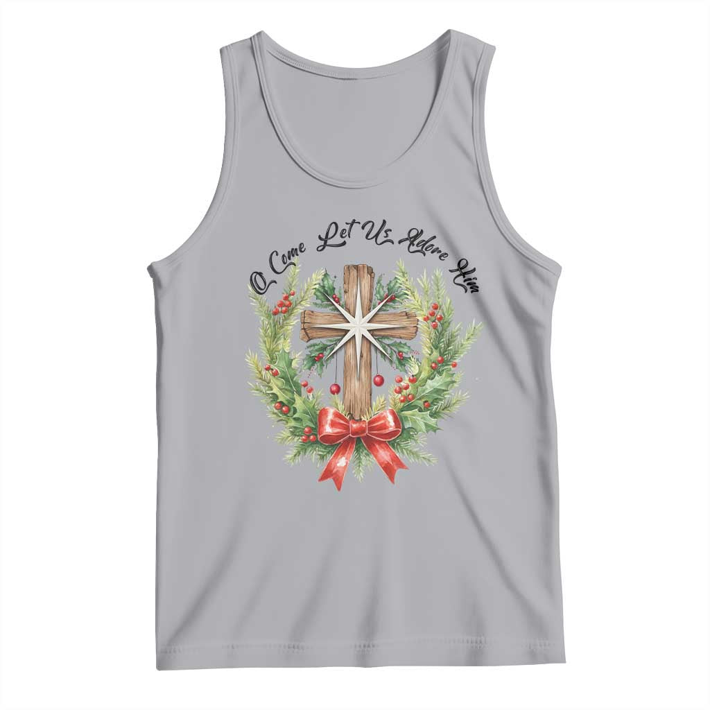 Cross Christmas Tank Top O Come Let Us Adove Him TS14 Athletic Heather Print Your Wear