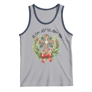 Cross Christmas Tank Top O Come Let Us Adove Him TS14 Athletic Heather Navy Print Your Wear