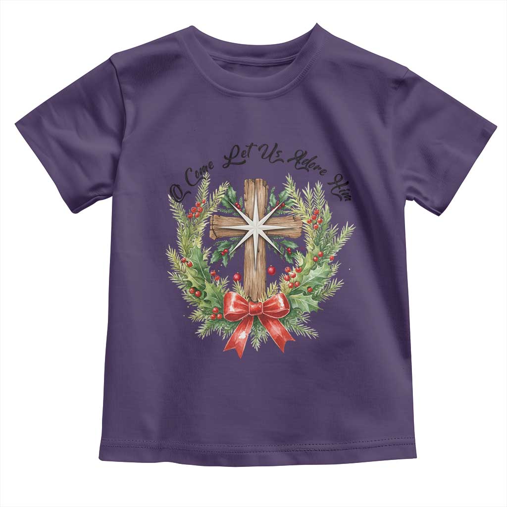 Cross Christmas Toddler T Shirt O Come Let Us Adove Him TS14 Purple Print Your Wear