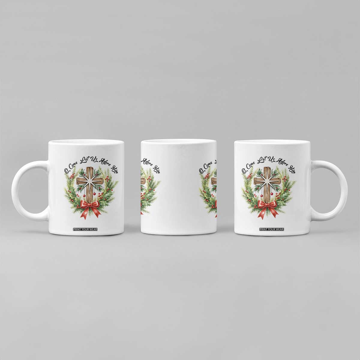 Cross Christmas Coffee Mug O Come Let Us Adove Him TS14 Print Your Wear