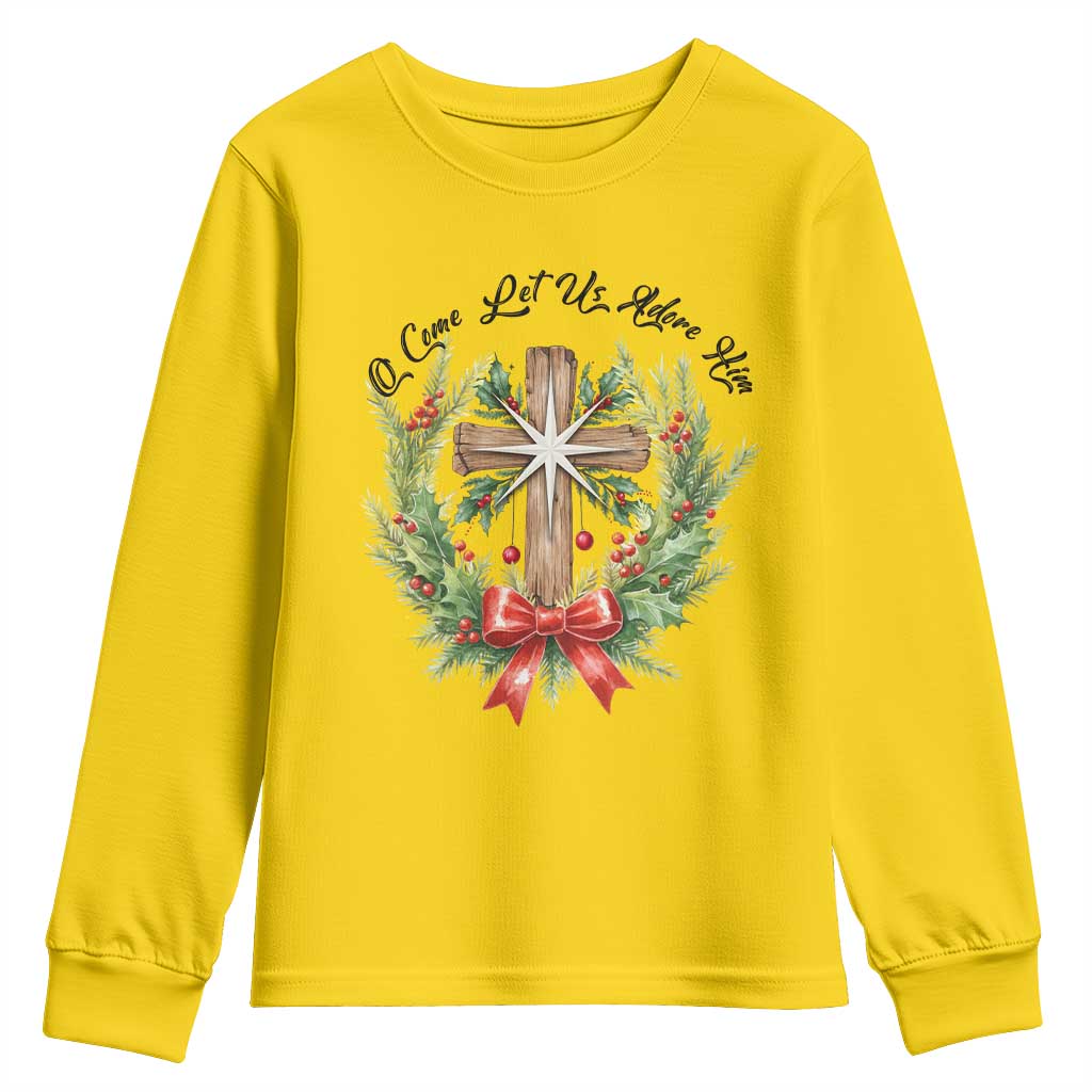 Cross Christmas Youth Sweatshirt O Come Let Us Adove Him TS14 Daisy Print Your Wear