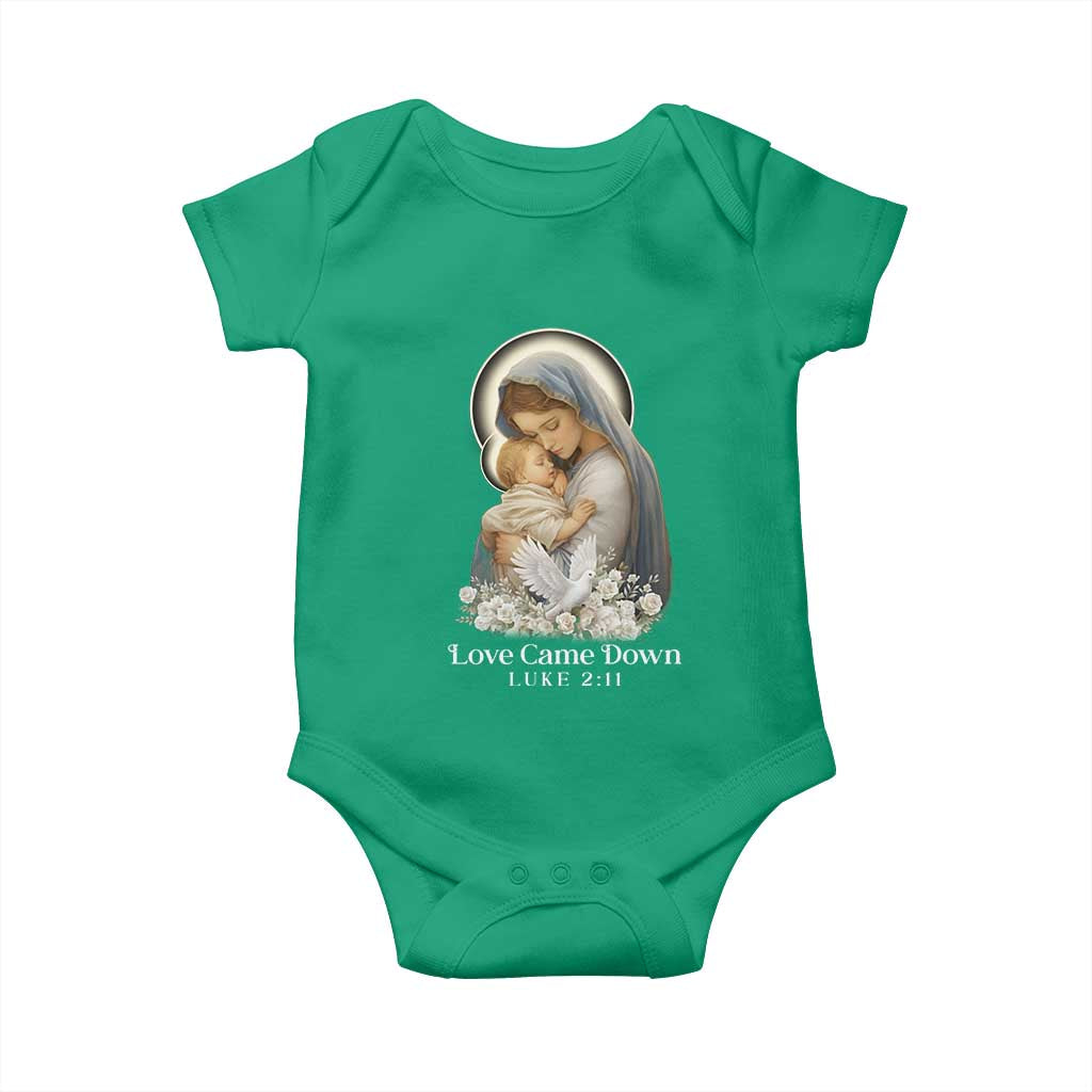 Christian Christmas Baby Onesie Love Came Down Luke 2:11 TS14 Irish Green Print Your Wear
