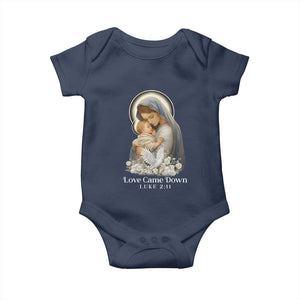 Christian Christmas Baby Onesie Love Came Down Luke 2:11 TS14 Navy Print Your Wear