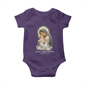 Christian Christmas Baby Onesie Love Came Down Luke 2:11 TS14 Purple Print Your Wear