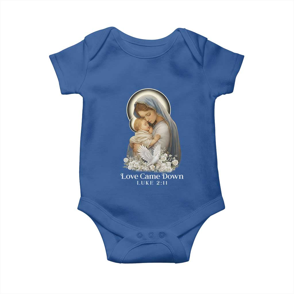 Christian Christmas Baby Onesie Love Came Down Luke 2:11 TS14 Royal Blue Print Your Wear
