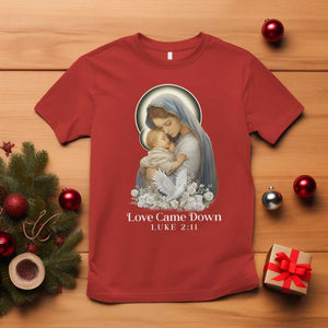 Christian Christmas T Shirt Love Came Down Luke 2:11 TS14 Red Print Your Wear