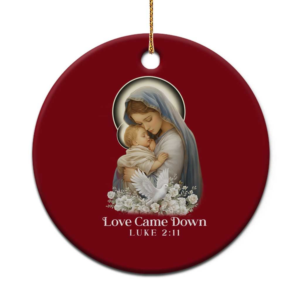 Christian Xmas Ceramic Ornament Love Came Down Luke 2:11 TS14 1pc Red Print Your Wear