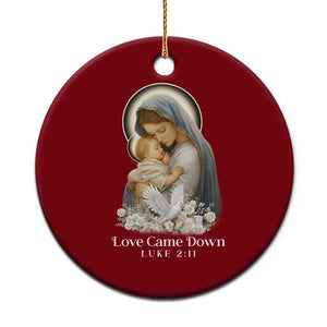 Christian Xmas Ceramic Ornament Love Came Down Luke 2:11 TS14 1pc Red Print Your Wear