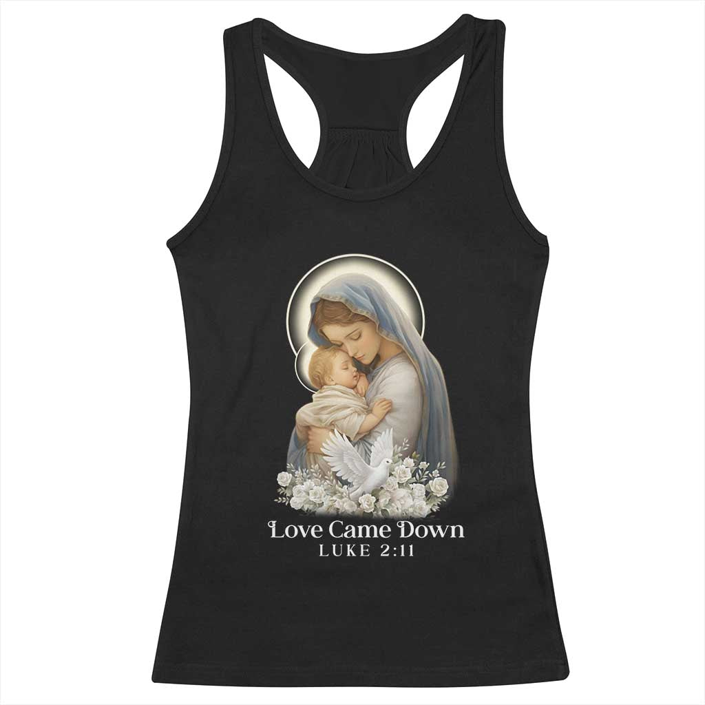 Christian Christmas Racerback Tank Top Love Came Down Luke 2:11 TS14 Black Print Your Wear