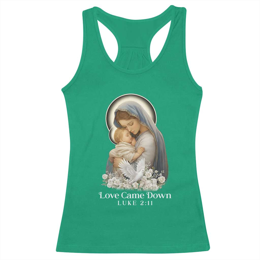 Christian Christmas Racerback Tank Top Love Came Down Luke 2:11 TS14 Irish Green Print Your Wear