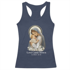 Christian Christmas Racerback Tank Top Love Came Down Luke 2:11 TS14 Navy Print Your Wear