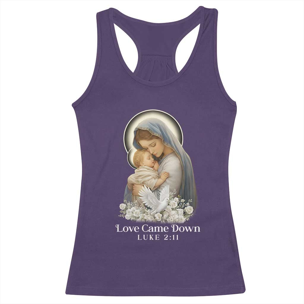 Christian Christmas Racerback Tank Top Love Came Down Luke 2:11 TS14 Purple Print Your Wear
