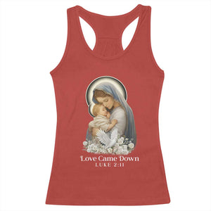 Christian Christmas Racerback Tank Top Love Came Down Luke 2:11 TS14 Red Print Your Wear