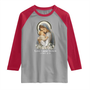 Christian Christmas Raglan Shirt Love Came Down Luke 2:11 TS14 Sport Gray Red Print Your Wear
