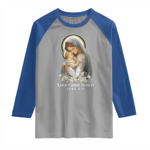 Christian Christmas Raglan Shirt Love Came Down Luke 2:11 TS14 Sport Gray Royal Print Your Wear