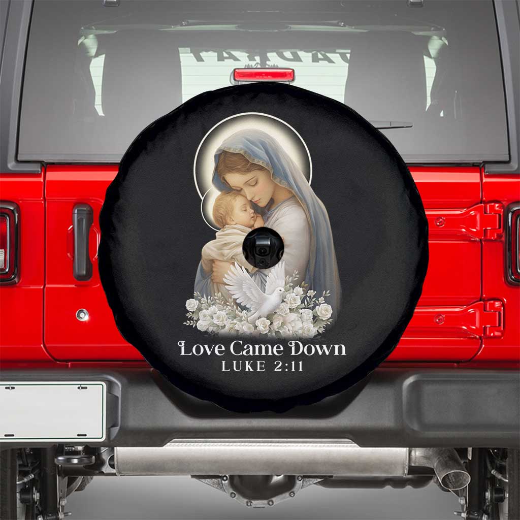 Christian Christmas Spare Tire Cover Love Came Down Luke 2:11 TS14 Black Print Your Wear