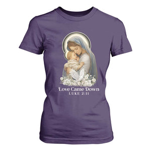 Christian Christmas T Shirt For Women Love Came Down Luke 2:11 TS14 Purple Print Your Wear