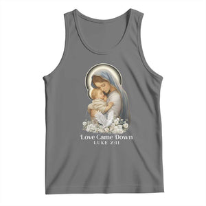 Christian Christmas Tank Top Love Came Down Luke 2:11 TS14 Black Heather Print Your Wear