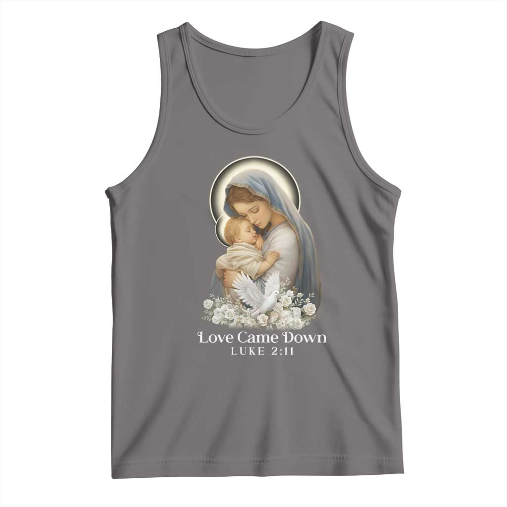 Christian Christmas Tank Top Love Came Down Luke 2:11 TS14 Deep Heather Print Your Wear