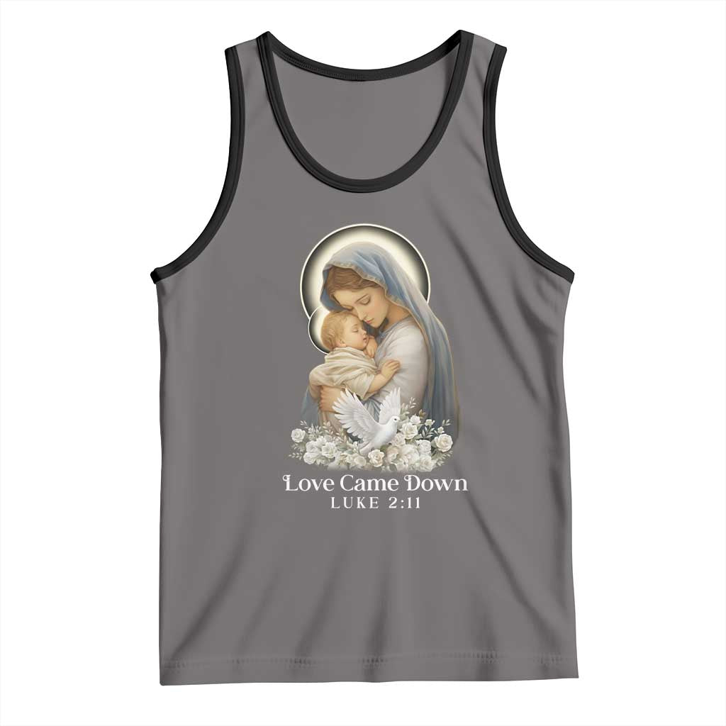 Christian Christmas Tank Top Love Came Down Luke 2:11 TS14 Deep Heather Black Print Your Wear