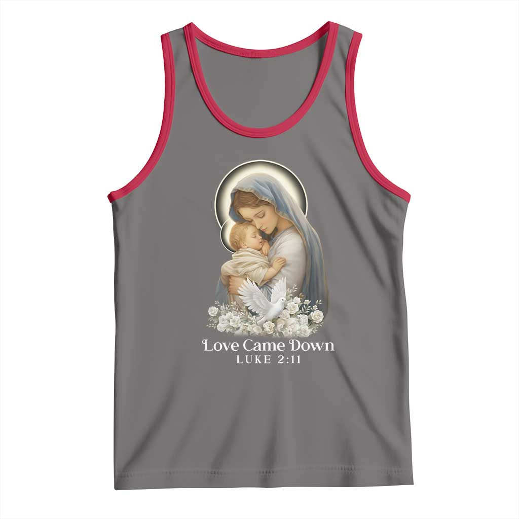 Christian Christmas Tank Top Love Came Down Luke 2:11 TS14 Deep Heather Red Print Your Wear